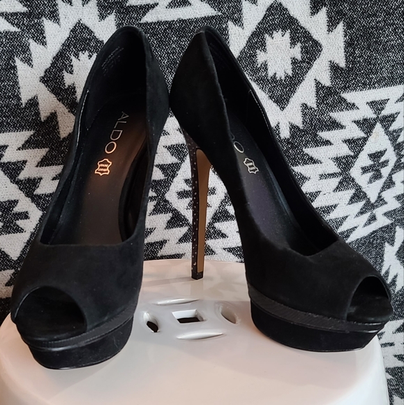 ALDO Suede Platform Peeptoe Stilletto Pump - Picture 5 of 8